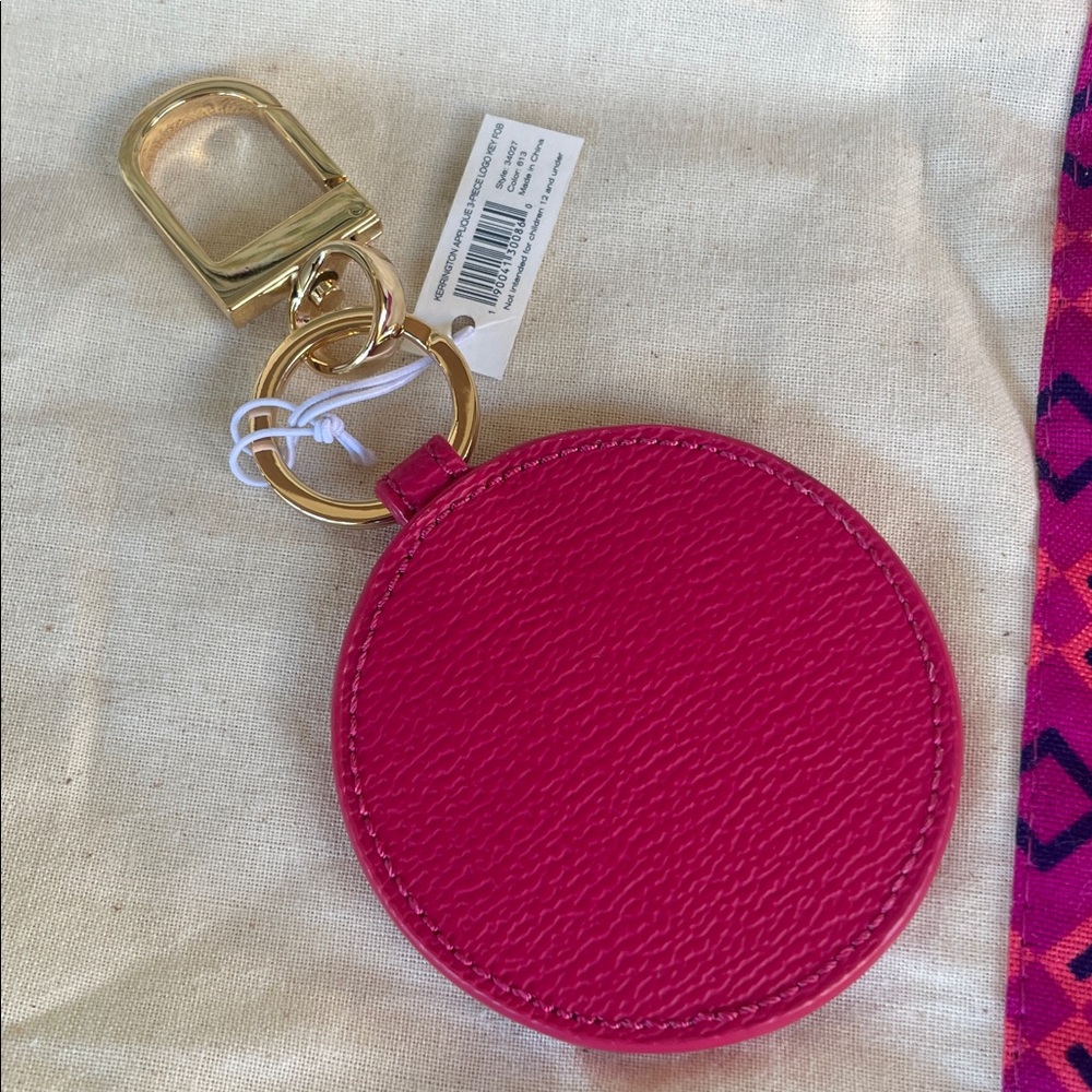 Tory Burch Pink and Blue Logo Keychain - Picture 3 of 4